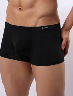 Outlet OUKU Men's Pure Color Classic & Timeless Solid Colored Boxers Underwear Mid Rise Ice Silk Pink M