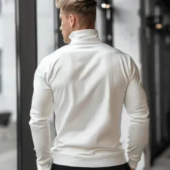 Outlet OUKU Men's Quarter Zip Hoodie White Half Zip Plain Casual Athletic Clothing Apparel Hoodies Sweatshirts Long Sleeve