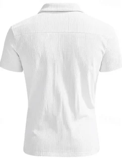 New OUKU Men's Quarter Zip Polo Golf Shirt Daily Holiday Quarter Zip Short Sleeve Fashion Basic Plain Zip Up Summer Spring Regular Fit Black White Blue Khaki Gray Quarter Zip Polo