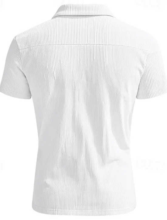 New OUKU Men's Quarter Zip Polo Golf Shirt Daily Holiday Quarter Zip Short Sleeve Fashion Basic Plain Zip Up Summer Spring Regular Fit Black White Blue Khaki Gray Quarter Zip Polo