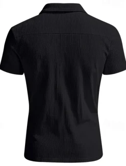 New OUKU Men's Quarter Zip Polo Golf Shirt Daily Holiday Quarter Zip Short Sleeve Fashion Basic Plain Zip Up Summer Spring Regular Fit Black White Blue Khaki Gray Quarter Zip Polo