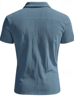 New OUKU Men's Quarter Zip Polo Golf Shirt Daily Holiday Quarter Zip Short Sleeve Fashion Basic Plain Zip Up Summer Spring Regular Fit Black White Blue Khaki Gray Quarter Zip Polo