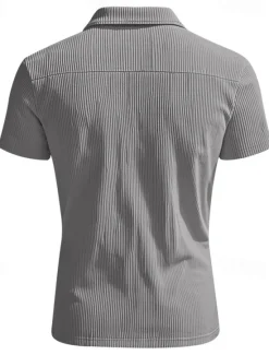 New OUKU Men's Quarter Zip Polo Golf Shirt Daily Holiday Quarter Zip Short Sleeve Fashion Basic Plain Zip Up Summer Spring Regular Fit Black White Blue Khaki Gray Quarter Zip Polo