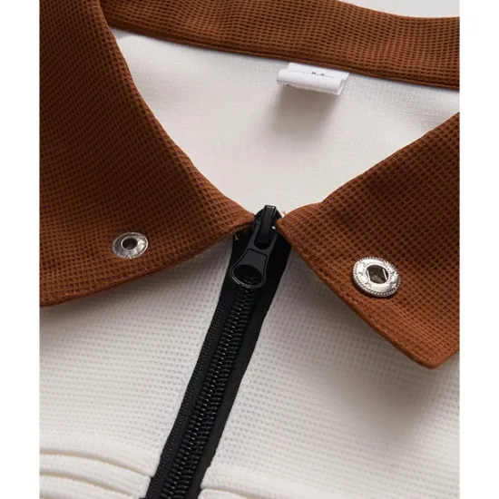 Hot OUKU Men's Quarter Zip Polo Golf Shirt Work Casual Lapel Short Sleeve Basic Modern Color Block Patchwork Summer Regular Fit Black White Sky Blue Khaki Gray Quarter Zip Polo