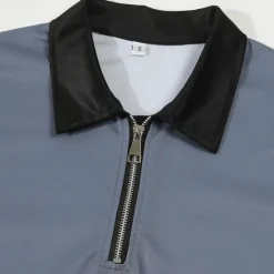 OUKU Men's Quarter Zip Polo Golf Shirt Daily Holiday Lapel Short Sleeve Fashion Basic Color Block Patchwork Spring & Summer Regular Fit Black White Red Blue Black White Quarter Zip Polo Gray