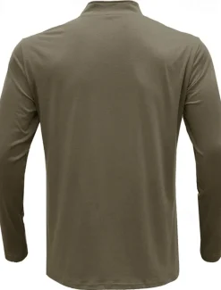 Clearance OUKU Men's Quarter Zip Polo Golf Polos Shirts Outdoor Causal Quarter Zip Long Sleeve Fashion Modern Solid Color Knitted Spring & Fall Standard Fit Black White Navy Blue Dark Green Brown Quarter Zip Polo