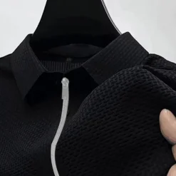 Best OUKU Men's Quarter Zip Polo Golf Shirt Daily Holiday Lapel Short Sleeve Fashion Basic Plain Jacquard Summer Regular Fit Black White Navy Blue Blue Dark Gray Light Sky Blue Quarter Zip Polo