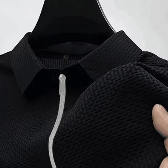 Best OUKU Men's Quarter Zip Polo Golf Shirt Daily Holiday Lapel Short Sleeve Fashion Basic Plain Jacquard Summer Regular Fit Black White Navy Blue Blue Dark Gray Light Sky Blue Quarter Zip Polo