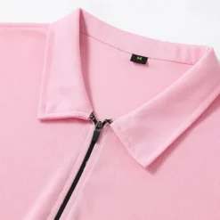 Online OUKU Men's Quarter Zip Polo Golf Shirt Daily Holiday Turndown Short Sleeve Fashion Basic Plain Spring & Summer Regular Fit Light Blue Black White Pink Wine Navy Blue Quarter Zip Polo