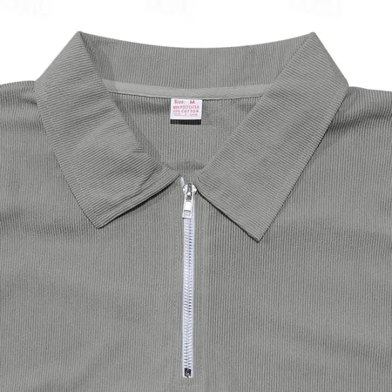 Online OUKU Men's Quarter Zip Polo Golf Shirt Daily Holiday Turndown Short Sleeve Fashion Basic Plain Spring & Summer Regular Fit Black White Blue Khaki Light Grey Quarter Zip Polo