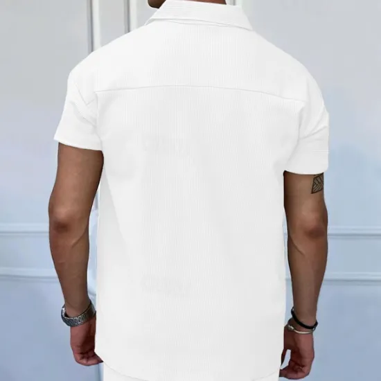 Online OUKU Men's Quarter Zip Polo Golf Shirt Daily Holiday Turndown Short Sleeve Fashion Basic Plain Spring & Summer Regular Fit Black White Blue Khaki Light Grey Quarter Zip Polo
