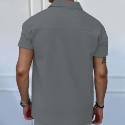 Online OUKU Men's Quarter Zip Polo Golf Shirt Daily Holiday Turndown Short Sleeve Fashion Basic Plain Spring & Summer Regular Fit Black White Blue Khaki Light Grey Quarter Zip Polo