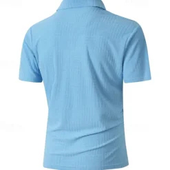 OUKU Men's Quarter Zip Polo Golf Shirt Daily Holiday Quarter Zip Short Sleeve Fashion Basic Plain Summer Regular Fit Black White Khaki Pale Blue Quarter Zip Polo