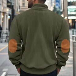 OUKU Men's Quarter Zip Polo Golf Shirt Daily Holiday Quarter Zip Long Sleeve Fashion Modern Color Block Patchwork Spring & Fall Regular Fit Black Navy Blue Light Grey Army Green Apricot Quarter Zip Polo