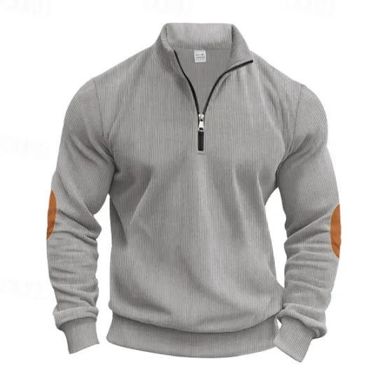 Online OUKU Men's Quarter Zip Polo Golf Shirt Daily Holiday Quarter Zip Long Sleeve Fashion Modern Color Block Patchwork Spring & Fall Regular Fit Navy Blue Light Grey Army Green Apricot Quarter Zip Polo