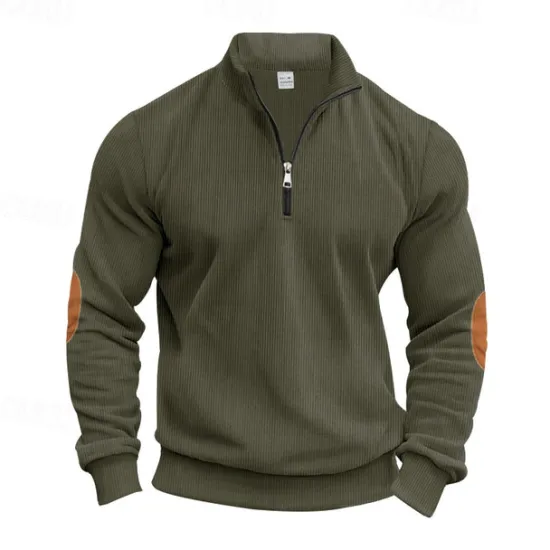 Online OUKU Men's Quarter Zip Polo Golf Shirt Daily Holiday Quarter Zip Long Sleeve Fashion Modern Color Block Patchwork Spring & Fall Regular Fit Navy Blue Light Grey Army Green Apricot Quarter Zip Polo