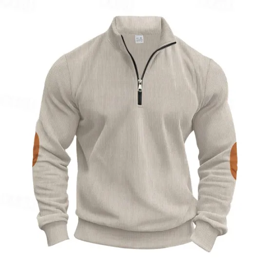 Online OUKU Men's Quarter Zip Polo Golf Shirt Daily Holiday Quarter Zip Long Sleeve Fashion Modern Color Block Patchwork Spring & Fall Regular Fit Navy Blue Light Grey Army Green Apricot Quarter Zip Polo
