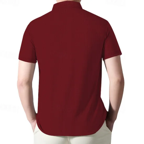 Outlet OUKU Men's Quarter Zip Polo Golf Shirt Daily Holiday Quarter Zip Short Sleeve Fashion Basic Plain Summer Regular Fit Black White Wine Navy Blue Khaki Quarter Zip Polo