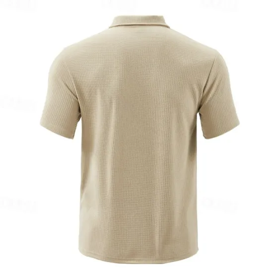 Outlet OUKU Men's Quarter Zip Polo Golf Shirt Daily Holiday Quarter Zip Short Sleeve Fashion Basic Plain Summer Regular Fit Black White Wine Navy Blue Khaki Quarter Zip Polo