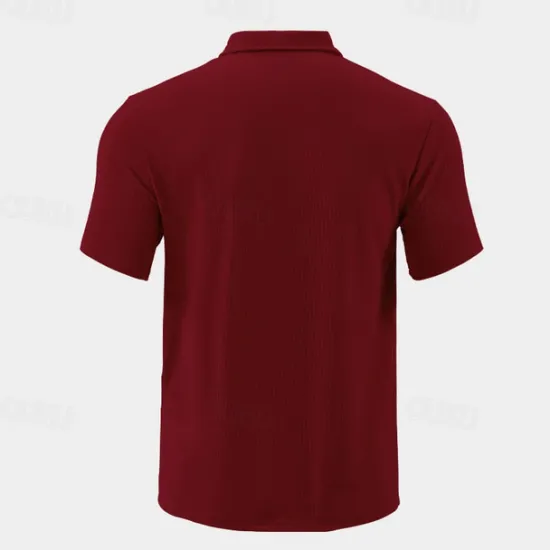 Outlet OUKU Men's Quarter Zip Polo Golf Shirt Daily Holiday Quarter Zip Short Sleeve Fashion Basic Plain Summer Regular Fit Black White Wine Navy Blue Khaki Quarter Zip Polo