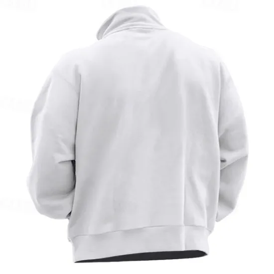 New OUKU Men's Quarter Zip Polo Golf Shirt Daily Holiday Quarter Zip Long Sleeve Fashion Modern Plain Spring & Fall Regular Fit Black White Wine Red Camel Light Grey Quarter Zip Polo