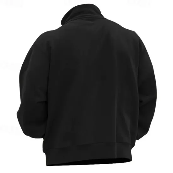 New OUKU Men's Quarter Zip Polo Golf Shirt Daily Holiday Quarter Zip Long Sleeve Fashion Modern Plain Spring & Fall Regular Fit Black White Wine Red Camel Light Grey Quarter Zip Polo