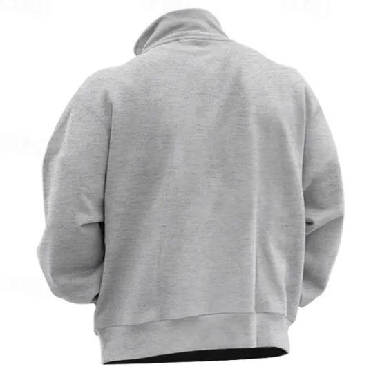 New OUKU Men's Quarter Zip Polo Golf Shirt Daily Holiday Quarter Zip Long Sleeve Fashion Modern Plain Spring & Fall Regular Fit Black White Wine Red Camel Light Grey Quarter Zip Polo