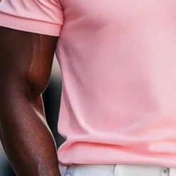 Best OUKU Men's Quarter Zip Polo Street Casual Half Zip Short Sleeve Fashion Solid Color Zipper Summer White Pink Navy Blue Green Quarter Zip Polo