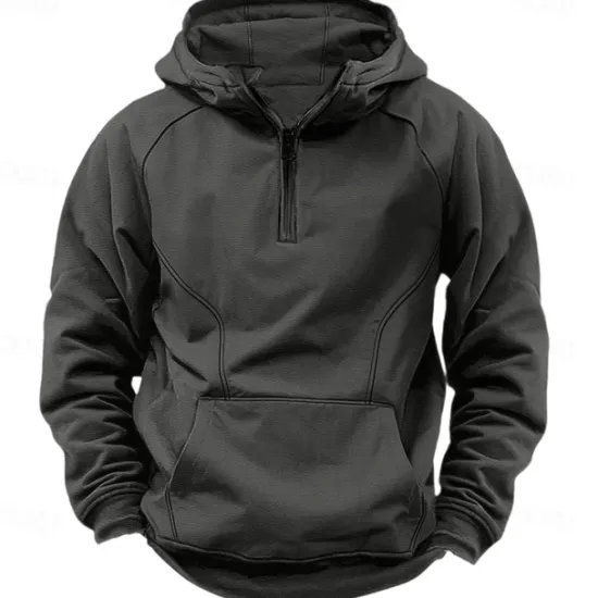Best OUKU Men's Quarter Zip Sweatshirt Raglan Hoodie Tactical Hoodie Black Army Green Navy Blue Dark Gray Hooded Half Zip Color Block Patchwork Pocket Quarter Zip Work Sports & Outdoor Casual Streetwear Basic