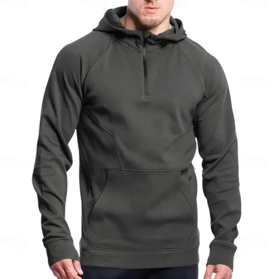 Best OUKU Men's Quarter Zip Sweatshirt Raglan Hoodie Tactical Hoodie Black Army Green Navy Blue Dark Gray Hooded Half Zip Color Block Patchwork Pocket Quarter Zip Work Sports & Outdoor Casual Streetwear Basic