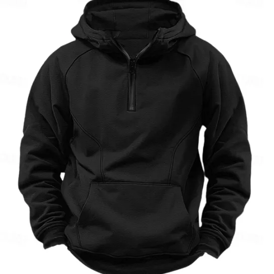 Best OUKU Men's Quarter Zip Sweatshirt Raglan Hoodie Tactical Hoodie Black Army Green Navy Blue Dark Gray Hooded Half Zip Color Block Patchwork Pocket Quarter Zip Work Sports & Outdoor Casual Streetwear Basic