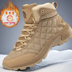 Outlet OUKU Men's Quilted Hiking Boots - Lightweight, Waterproof, Non-Slip Sole, High-Top Design, Ideal for Outdoor Adventures