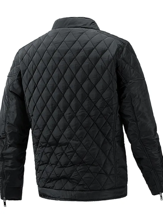 OUKU Men's Quilted Jacket Padded Jacket Pocket Sports Outdoor Daily Regular Streetwear Casual Warm Breathable Fall Winter Solid Color Black Royal Blue Army Green Puffer Jacket