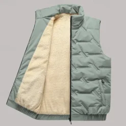 Best OUKU Men's Quilted Vest Daily Casual Fall & Winter Pocket Polyester Comfortable Solid Color Zipper Stand Collar Regular Fit Black Red Green Beige Vest