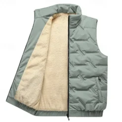 Best OUKU Men's Quilted Vest Daily Casual Fall & Winter Pocket Polyester Comfortable Solid Color Zipper Stand Collar Regular Fit Black Red Green Beige Vest
