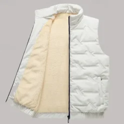 Best OUKU Men's Quilted Vest Daily Casual Fall & Winter Pocket Polyester Comfortable Solid Color Zipper Stand Collar Regular Fit Black Red Green Beige Vest