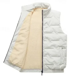 Best OUKU Men's Quilted Vest Daily Casual Fall & Winter Pocket Polyester Comfortable Solid Color Zipper Stand Collar Regular Fit Black Red Green Beige Vest