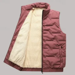 Best OUKU Men's Quilted Vest Daily Casual Fall & Winter Pocket Polyester Comfortable Solid Color Zipper Stand Collar Regular Fit Black Red Green Beige Vest