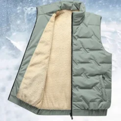 Best OUKU Men's Quilted Vest Daily Casual Fall & Winter Pocket Polyester Comfortable Solid Color Zipper Stand Collar Regular Fit Black Red Green Beige Vest