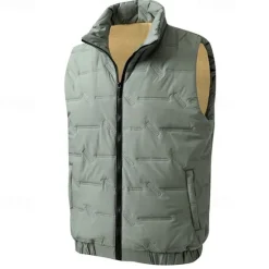 Best OUKU Men's Quilted Vest Daily Casual Fall & Winter Pocket Polyester Comfortable Solid Color Zipper Stand Collar Regular Fit Black Red Green Beige Vest