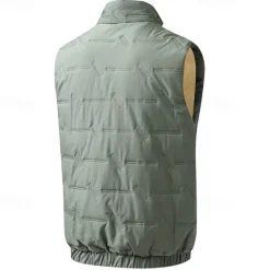 Best OUKU Men's Quilted Vest Daily Casual Fall & Winter Pocket Polyester Comfortable Solid Color Zipper Stand Collar Regular Fit Black Red Green Beige Vest
