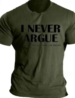 Clearance OUKU Men's Quotes & Sayings T Shirt Graphic Tee 100% Cotton Short Sleeve Graphic Shirt Heather Gray Black Army Green Comfortable Tee Vacation Daily Wear Fashion Designer Clothing