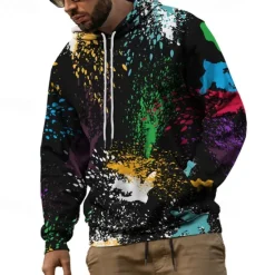 Discount OUKU Men's Rainbow Graphic Prints Graffiti Hoodie Hoodies Sweatshirt Streetwear Designer Long Sleeve Hooded Daily Sports Black Red Print Spring & Fall Designer