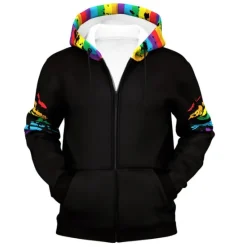 New OUKU Men's Rainbow Graphic Prints Hoodie Hoodies Sweatshirt Streetwear Designer Long Sleeve Hooded Sports & Outdoor Daily Sports Zipper Print Spring & Fall Designer Black