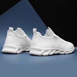 Online OUKU Men's Red Breathable Knit Sneakers - Lightweight Running Shoes with Cushioned Sole for Sports and Casual Wear