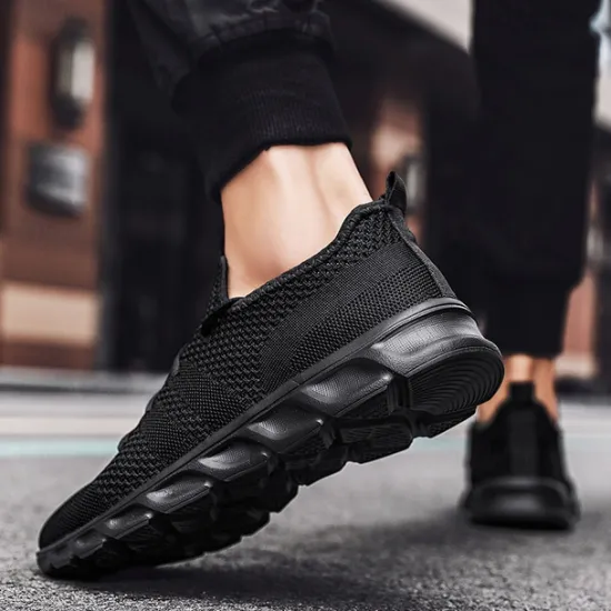 Online OUKU Men's Red Breathable Knit Sneakers - Lightweight Running Shoes with Cushioned Sole for Sports and Casual Wear