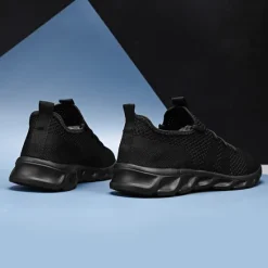 Online OUKU Men's Red Breathable Knit Sneakers - Lightweight Running Shoes with Cushioned Sole for Sports and Casual Wear