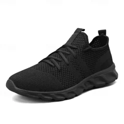Online OUKU Men's Red Breathable Knit Sneakers - Lightweight Running Shoes with Cushioned Sole for Sports and Casual Wear