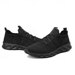 Online OUKU Men's Red Breathable Knit Sneakers - Lightweight Running Shoes with Cushioned Sole for Sports and Casual Wear