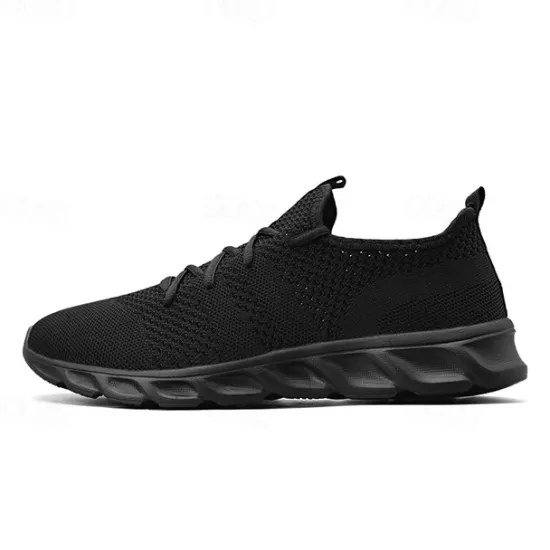 Online OUKU Men's Red Breathable Knit Sneakers - Lightweight Running Shoes with Cushioned Sole for Sports and Casual Wear